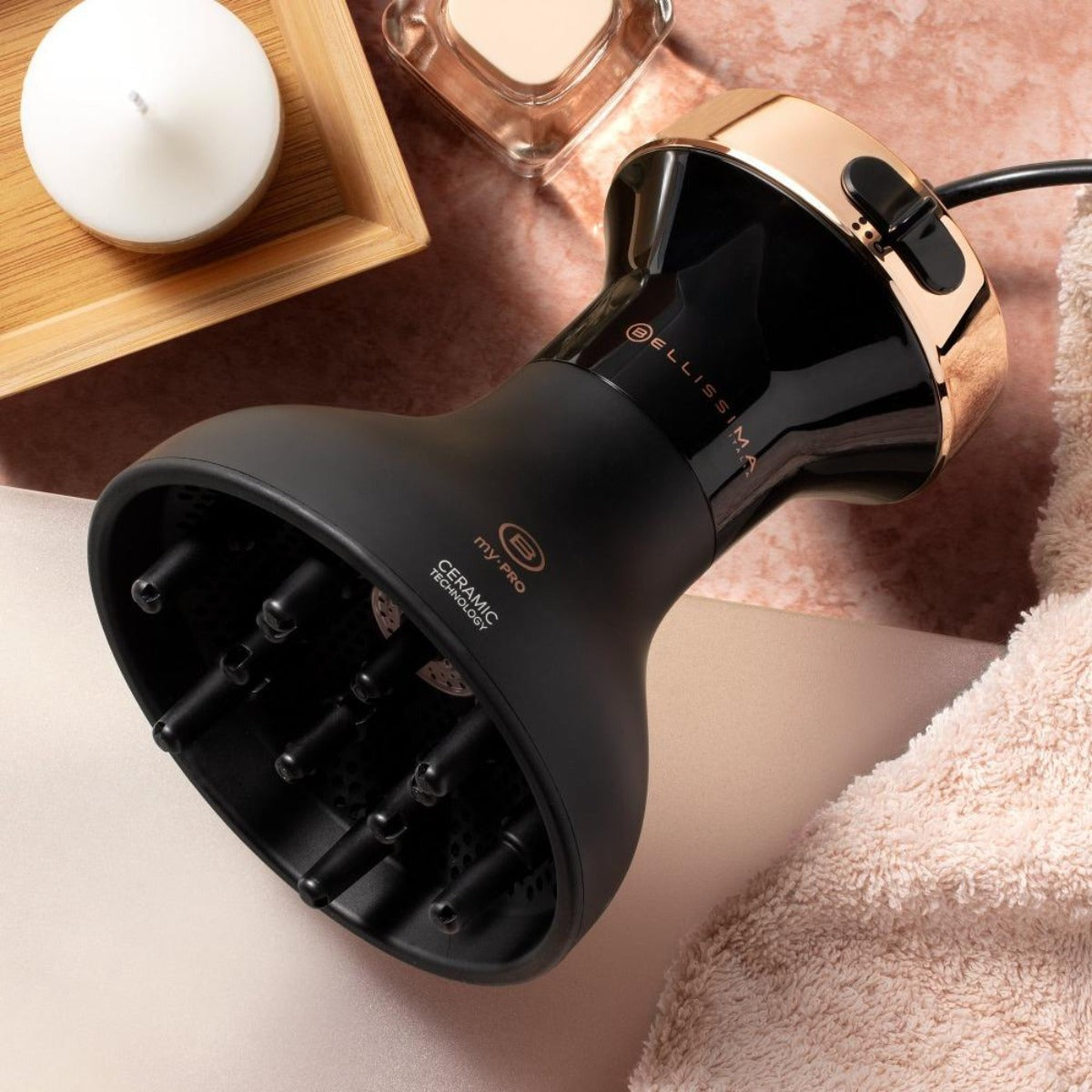 Bellissima Diffon Curly Hair Dryer - Ceramic and Argan Oil technology with perforated grid and fingers for a Curl Booster System